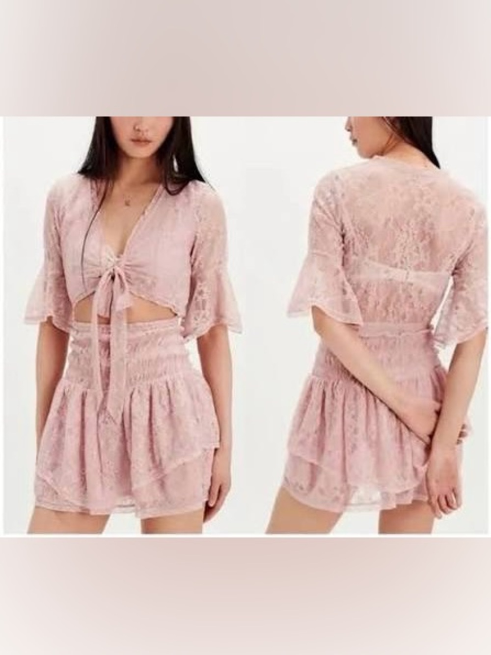 Free People Lala Lace Pink Rose Mini Dress
Size Medium NWT - Picture 6 of 11